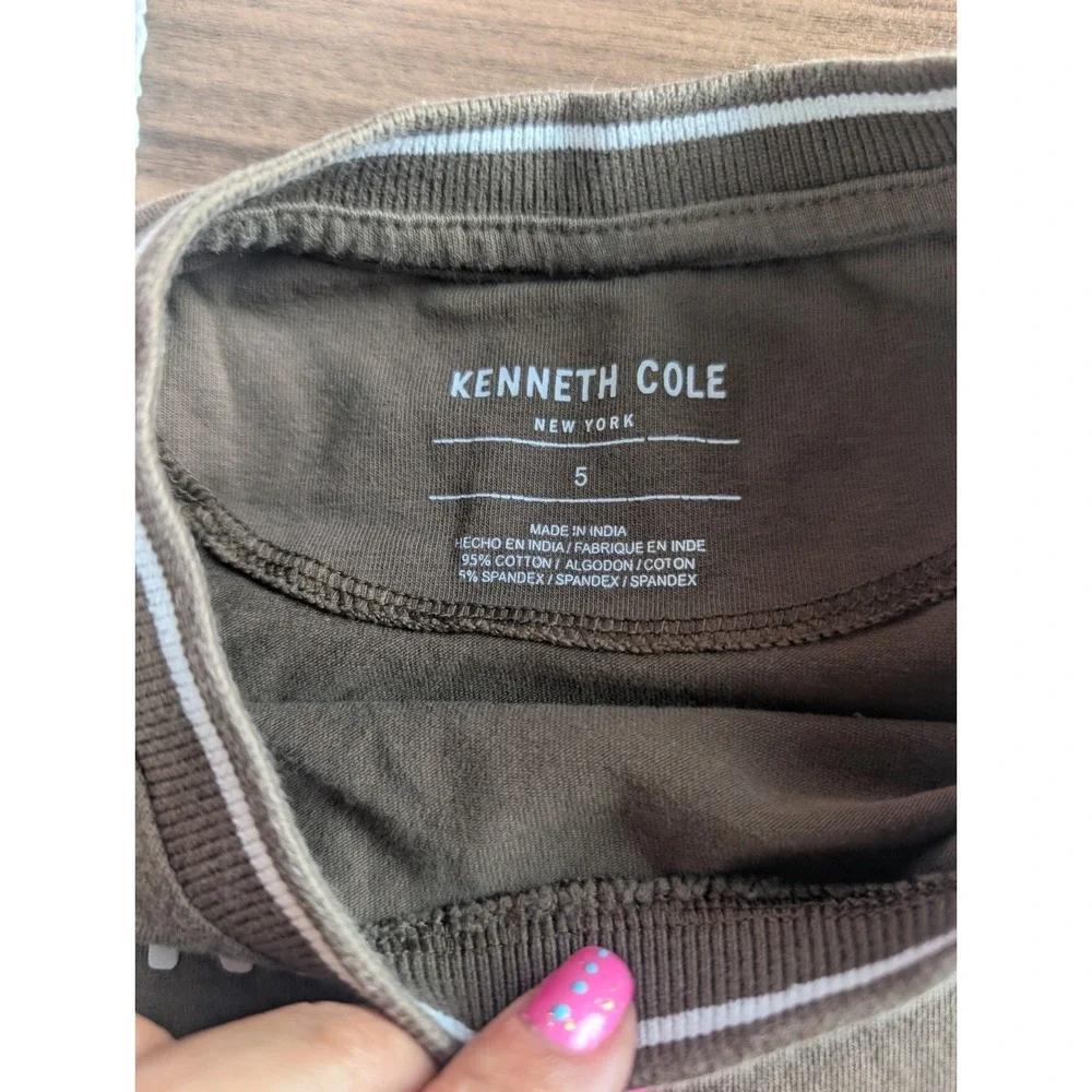 Kenneth Cole Boys Bundle Size 5 | Brown Logo Tee + White Button-Up Shirt